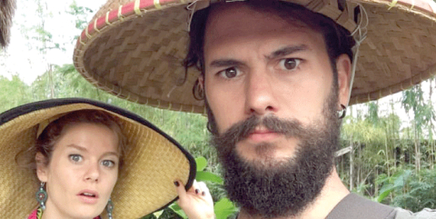 Pirinç tarlasında selfie