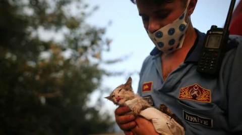 İtfaiyenin kucağında hayata tutundu