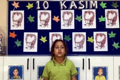 Atatürk şiirini okuyan minik gözyaşlarını tutamadı