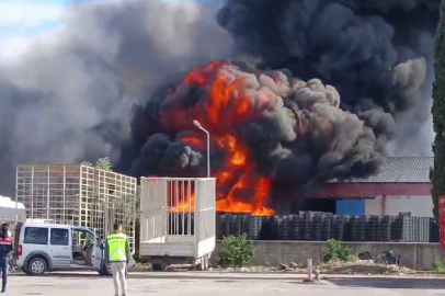 Soğuk hava deposunun plastik kasa bölümü alev alev yandı