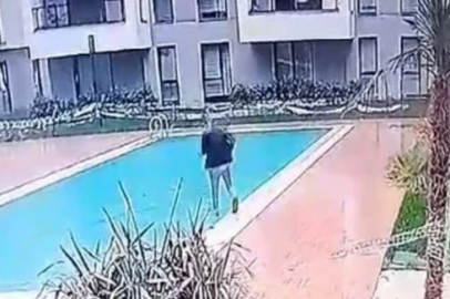 Bursa'da kuryenin iş kazası...Sitenin havuzuna böyle düştü