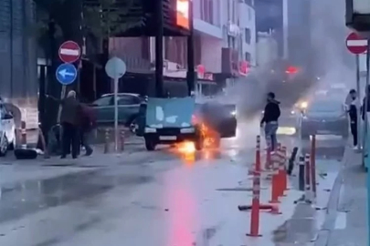 Bursa’da otomobil alevlere teslim oldu