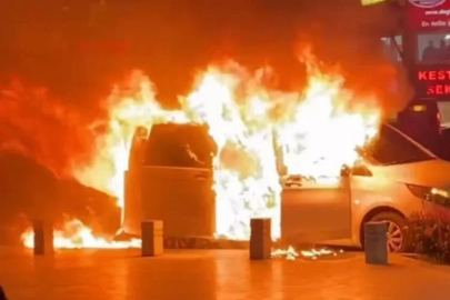 Bursa'da büyükşehir belediye başkan adayının makam aracı alev alev yandı