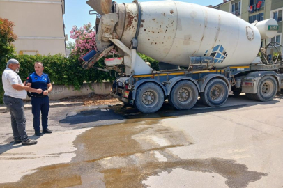 Gemlik'te sokağa beton döken firmaya ceza kesildi