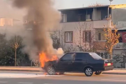 Bursa'da  seyir halindeki Tofaş alev topuna döndü