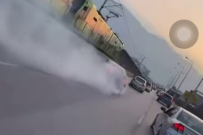 Bursa'da akan trafikte drift atarak ilerledi