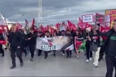 Mudanya'da Filistin'e destek yürüyüşü: Gökyüzüne ses veriyoruz