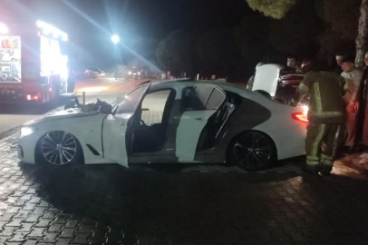 Mudanya Devlet Hastanesi otoparkında araç yangını