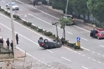 İnegöl'de takla atan otomobilde sürücü hafif yaralandı