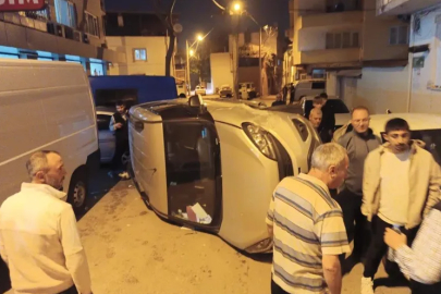 Bursa'da kontrolden çıkan otomobil yan döndü: 1 yaralı