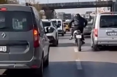 Bursa'da motosikleti at sürer gibi sürdü