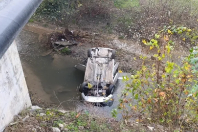 Bursa'da dereye uçan otomobilin sürücüsü yaralandı