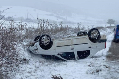 Kontrolde çıkan araç takla attı, sürücüsü yaralandı