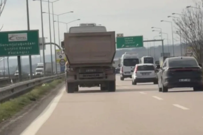 Bursa'da hafriyat kamyonu tehlike saçtı