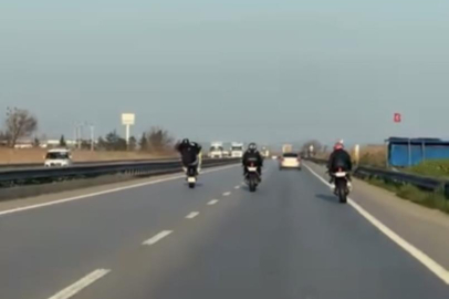 Bursa'da motosiklet sürücülerinin tehlikeli yolculuğu kamerada