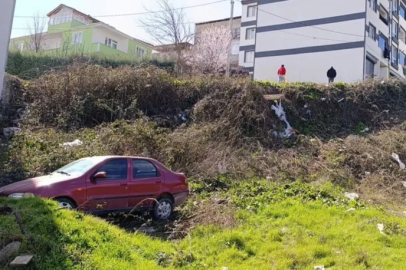 Bursa'da freni boşalan otomobil şarampole uçtu