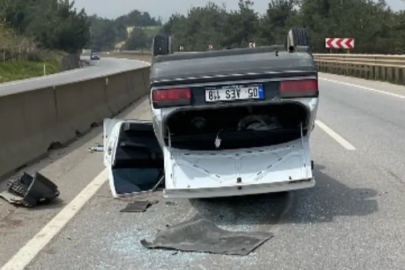 Bursa'da kontrolden çıkan otomobil takla attı