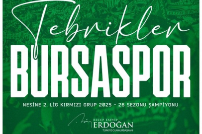 Cumhurbaşkanı Erdoğan’dan Bursaspor’a tebrik mesajı