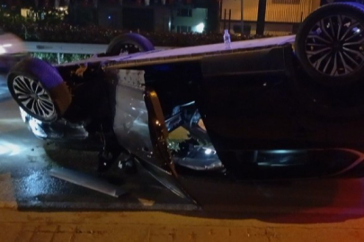 Osmangazi’de trafik kazası: Otomobil takla attı, 1 yaralı