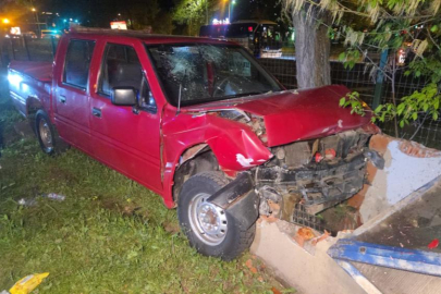 Bursa'da  kontrolü kaybeden kamyonet orta refüje savruldu; 1 yaralı