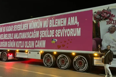 Bursa'da aşkını TIR'ın dorsesine yazarak gösterdi