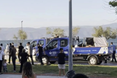 Mudanya sahilinde seyyar satıcı denetimi