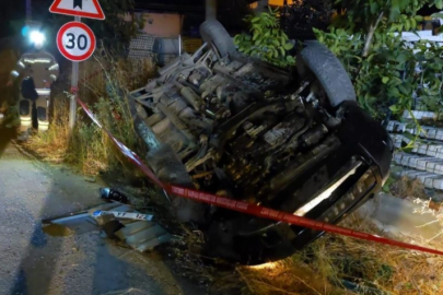 Bursa'da kontrolden çıkan cip takla attı: 2 yaralı