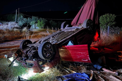 İnegöl'de otomobil şarampole yuvarlandı: 3 yaralı