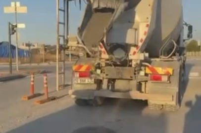 Bursa'da yola beton döken mikser sürücüsüne tepki