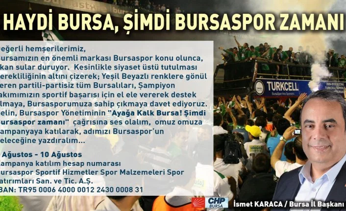 Başkan Karaca'dan 'Bursaspor'a destek' çağrısı