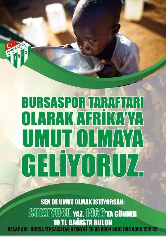 Bursaspor taraftarı Afrika'ya "bir yudum su" olmaya gidiyor