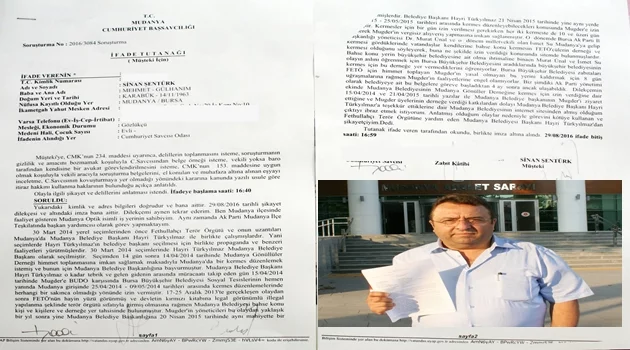 Mudanya Belediye Başkanı'na FETÖ'den suç duyurusu