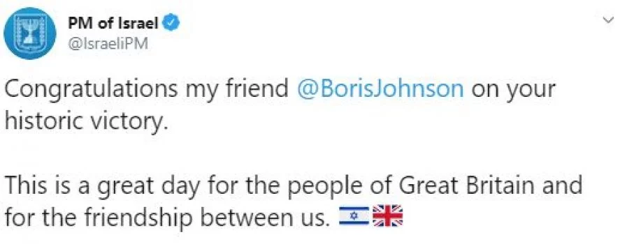 Netanyahu’dan Boris Johnson’a tebrik
