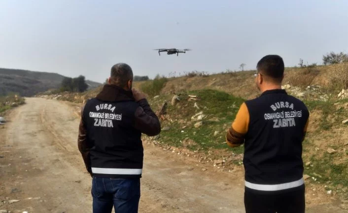 Osmangazi’de kaçak moloz dökümüne drone destekli takip