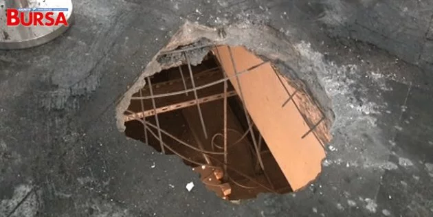 Patlamanın şiddetiyle beton delindi